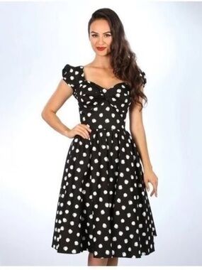 Stop Staring Jitterbug Black and White Polka Dot Midi Dress